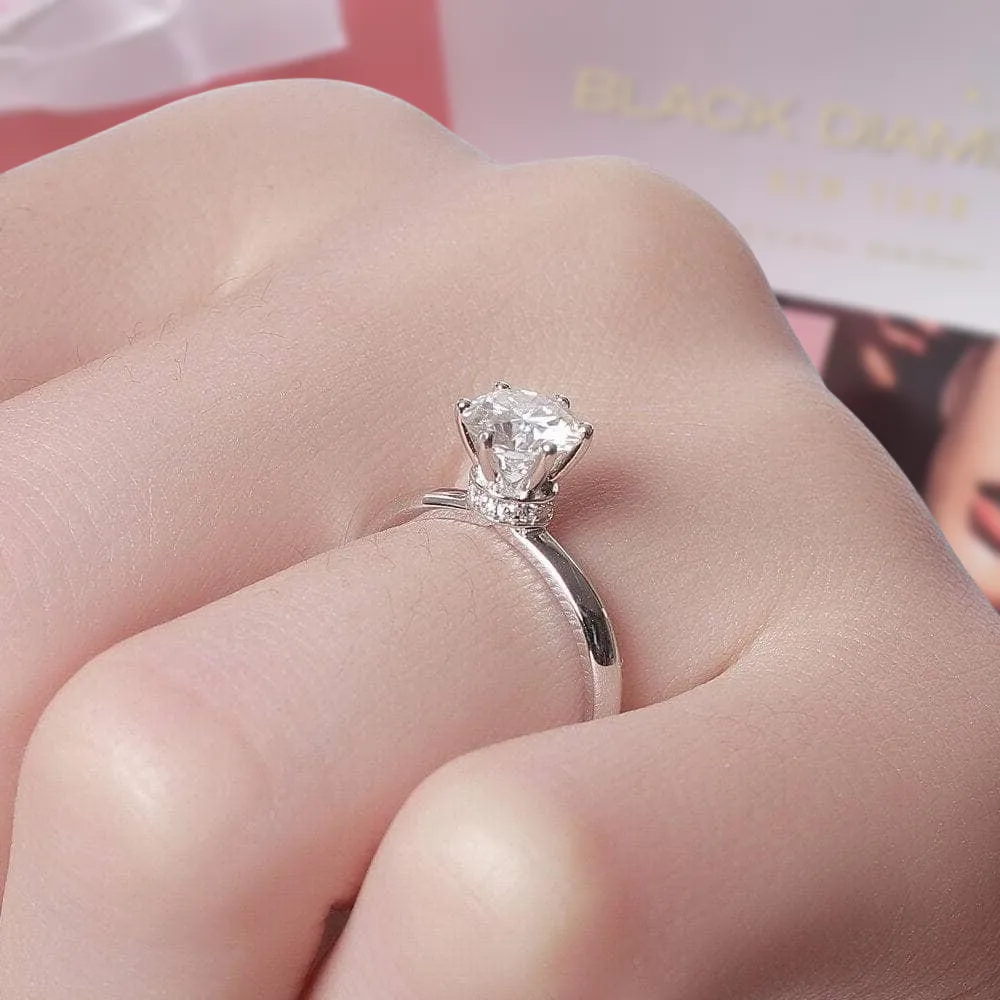 6 Prong 1.0 Ct Round Cut Diamond Engagement Ring