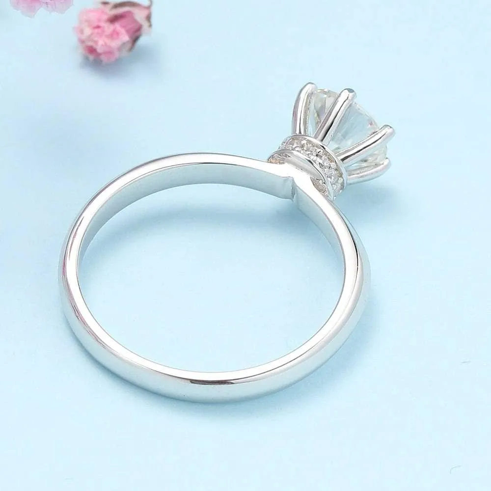 6 Prong 1.0 Ct Round Cut Diamond Engagement Ring