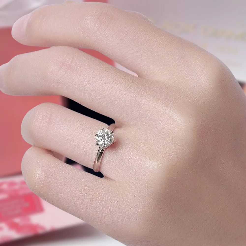 6 Prong 1.0 Ct Round Cut Diamond Engagement Ring
