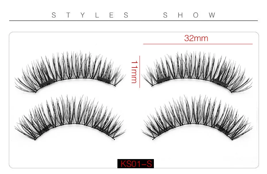 6D Magnetic Eyelashes   2 Magnets Crisscross Thick