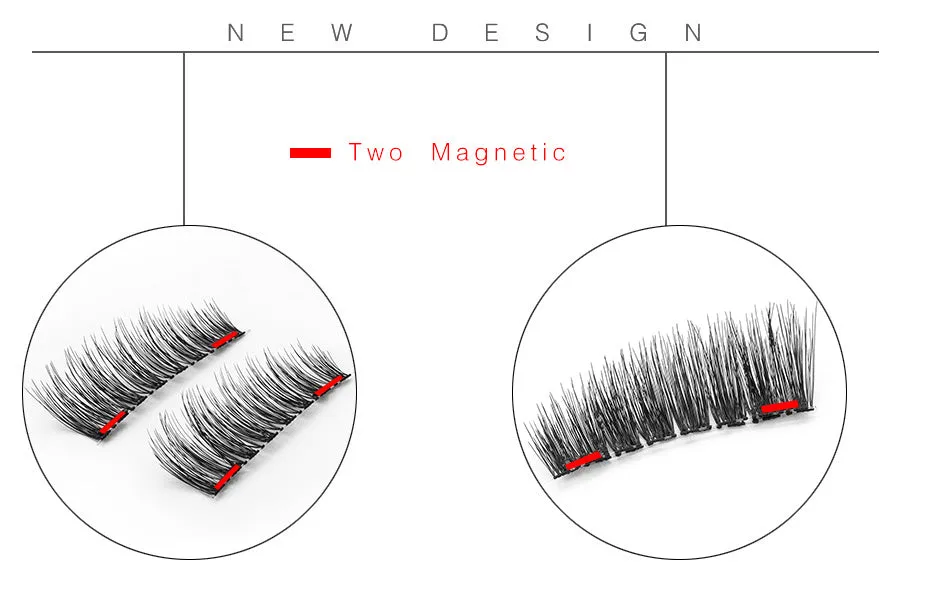 6D Magnetic Eyelashes   2 Magnets Crisscross Thick