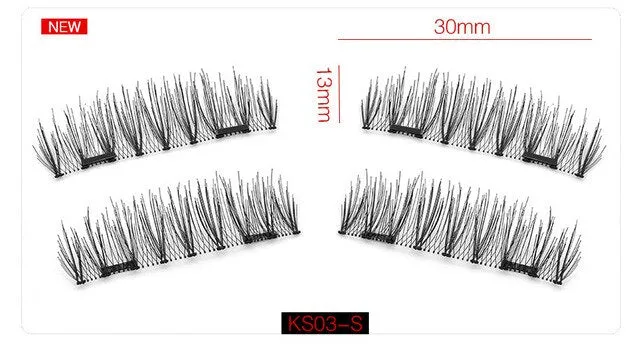 6D Magnetic Eyelashes   2 Magnets Full Strip Natural Long / Crisscross / Tapered Lash