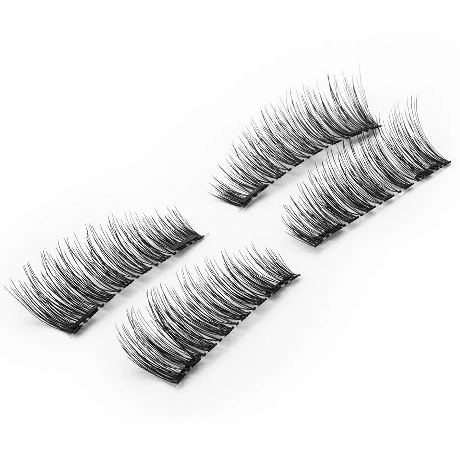 6D Magnetic Eyelashes   2 Magnets Full Strip Natural Long / Crisscross / Tapered Lash