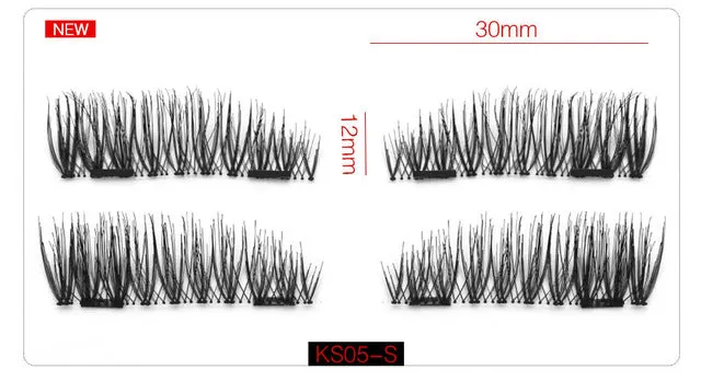 6D Magnetic Eyelashes   2 Magnets Full Strip Natural Long / Crisscross / Tapered Lash