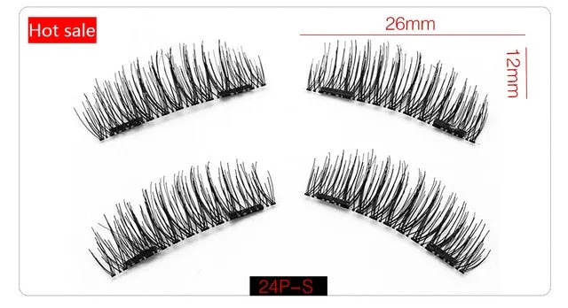6D Magnetic Eyelashes   2 Magnets Full Strip Natural Long / Crisscross / Tapered Lash