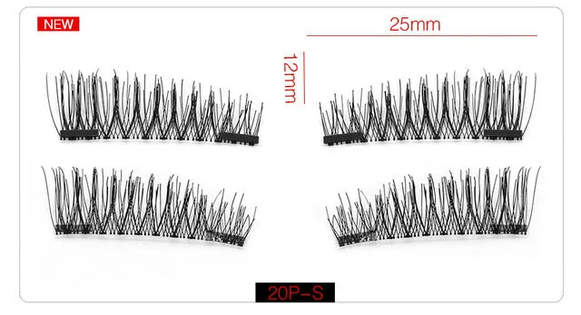 6D Magnetic Eyelashes   2 Magnets Full Strip Natural Long / Crisscross / Tapered Lash