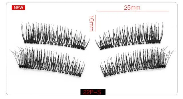 6D Magnetic Eyelashes   2 Magnets Full Strip Natural Long / Crisscross / Tapered Lash