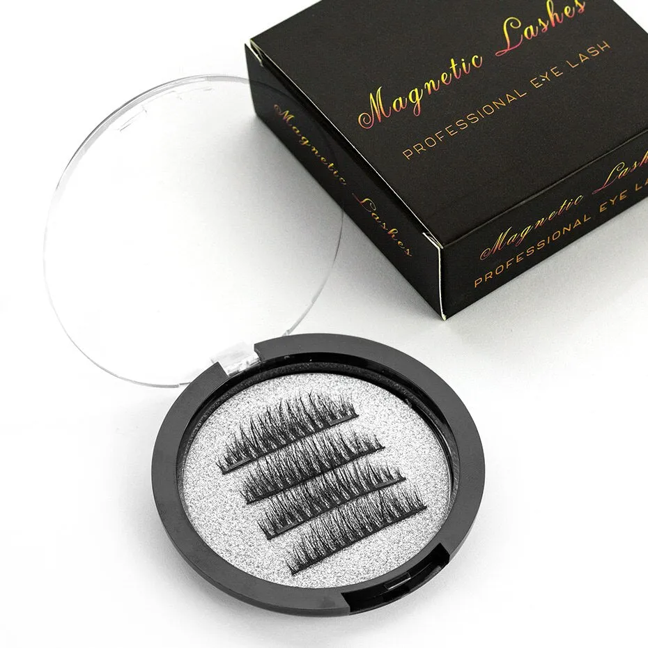 6D Magnetic Eyelashes   2 Magnets Full Strip Natural Long / Crisscross / Tapered Lash
