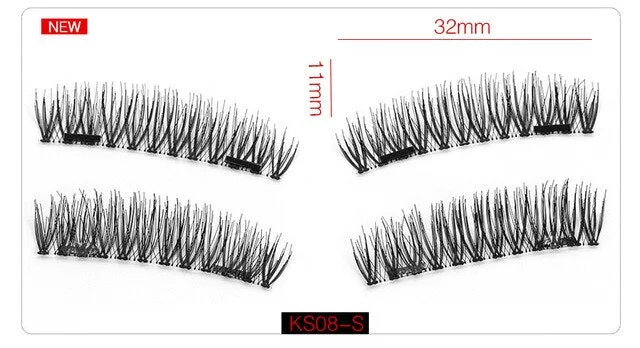 6D Magnetic Eyelashes   2 Magnets Full Strip Natural Long / Crisscross / Tapered Lash