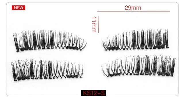 6D Magnetic Eyelashes   2 Magnets Full Strip Natural Long / Crisscross / Tapered Lash