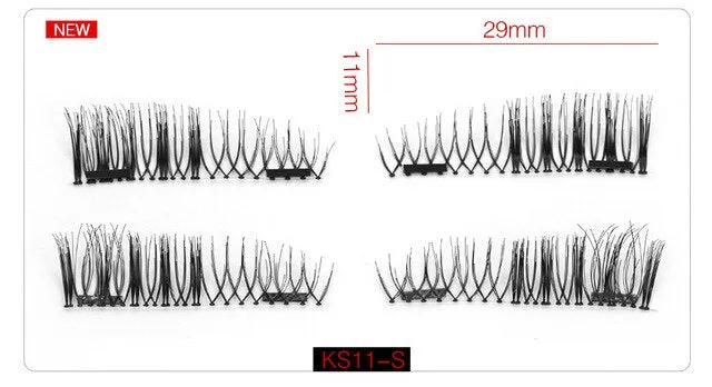 6D Magnetic Eyelashes   2 Magnets Full Strip Natural Long / Crisscross / Tapered Lash