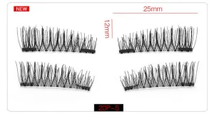 6D Magnetic Eyelashes   2 Magnets Full Strip Natural Long / Crisscross / Tapered Lash
