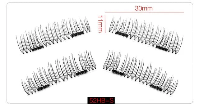 6D Magnetic Eyelashes   2 Magnets Full Strip Natural Long / Crisscross / Tapered Lash