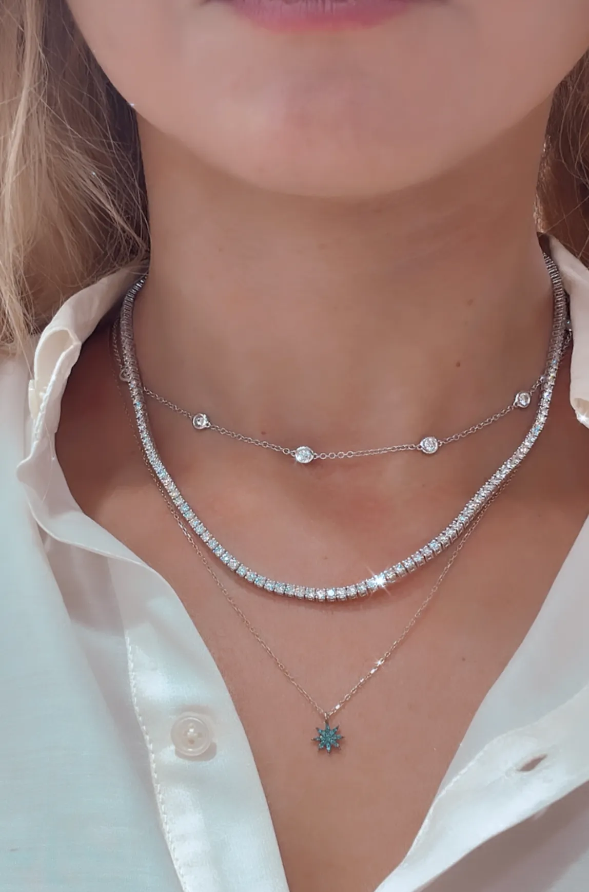 7.06ct tw Diamond Riviera Line Tennis Statement Necklace