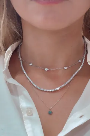 7.06ct tw Diamond Riviera Line Tennis Statement Necklace