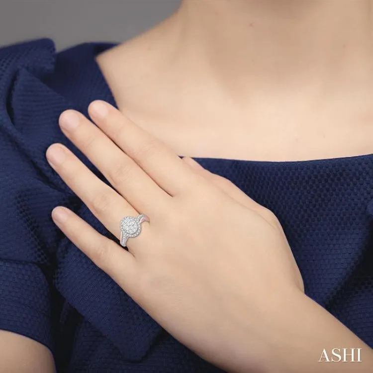 7/8 Ctw Diamond Lovebright Ring in 14K White and Rose Gold