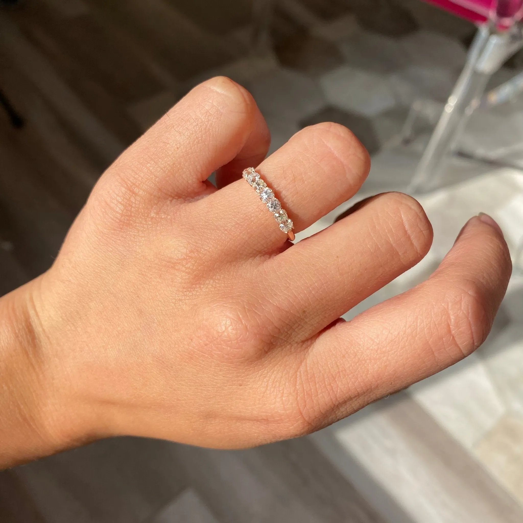 .82ctw Petite Old Mine Cut Diamond 7-Stone Band