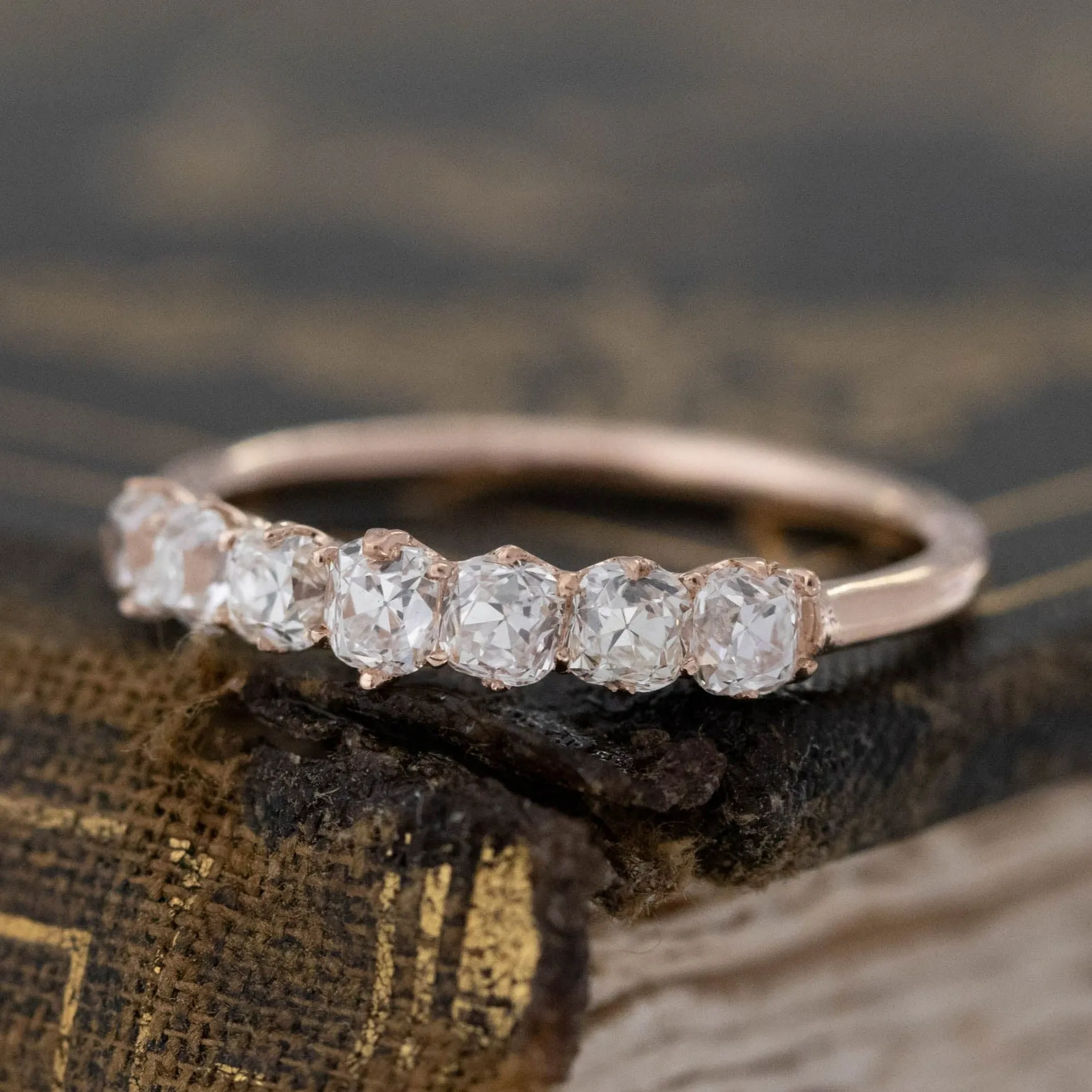 .82ctw Petite Old Mine Cut Diamond 7-Stone Band