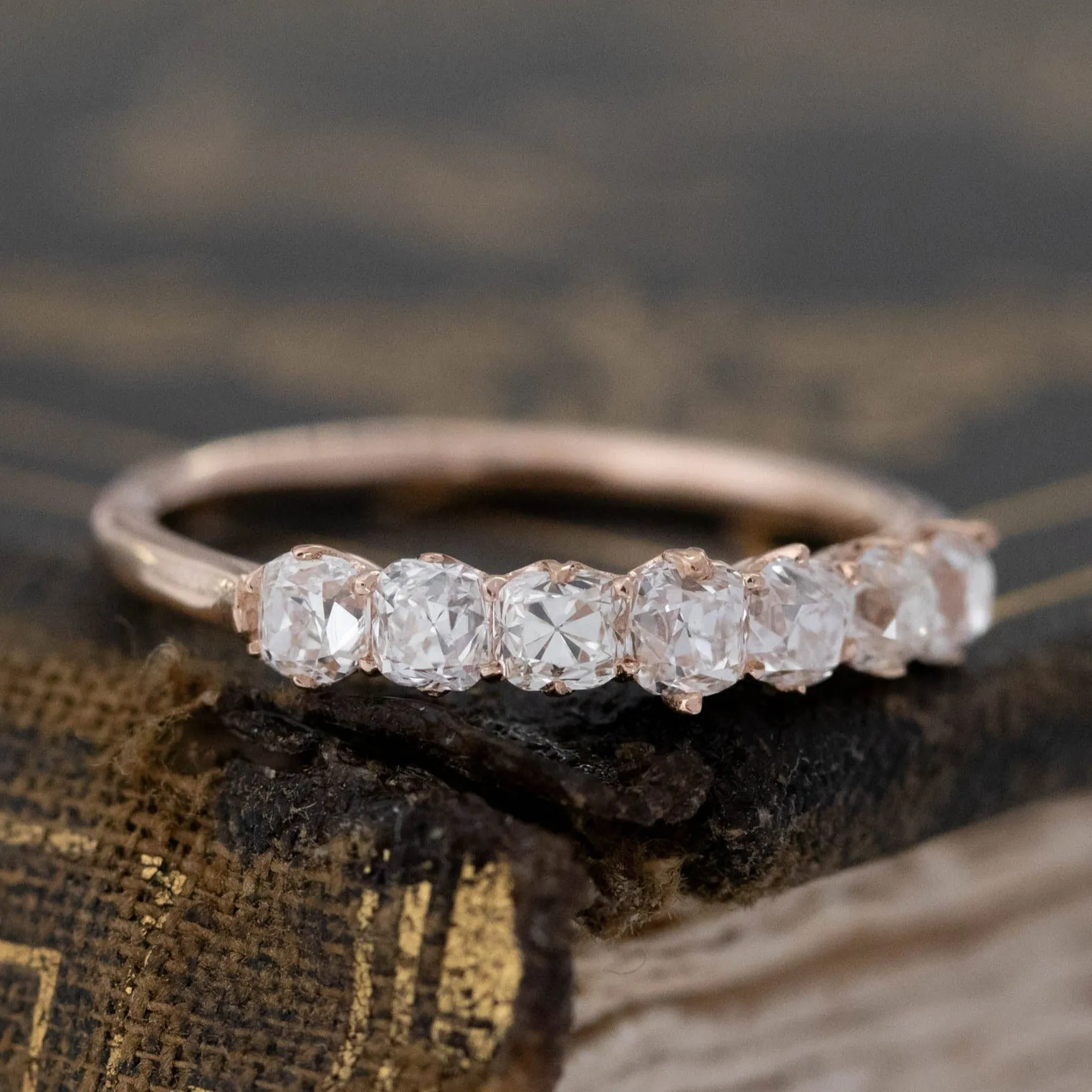.82ctw Petite Old Mine Cut Diamond 7-Stone Band