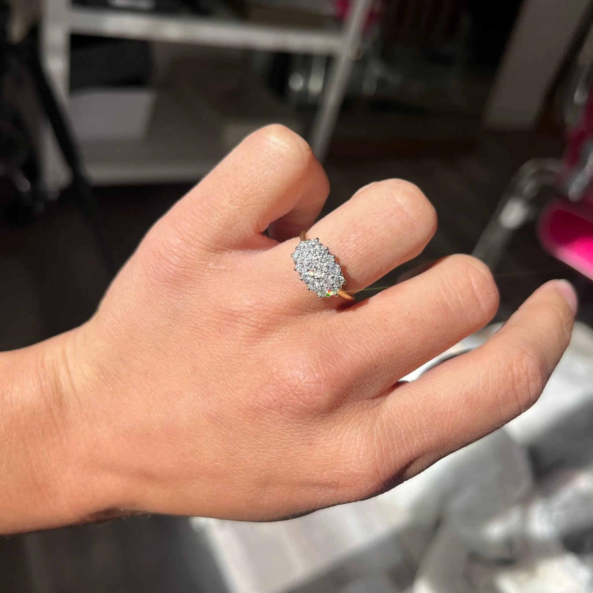 .86ctw Antique Princess Diamond Cluster Ring