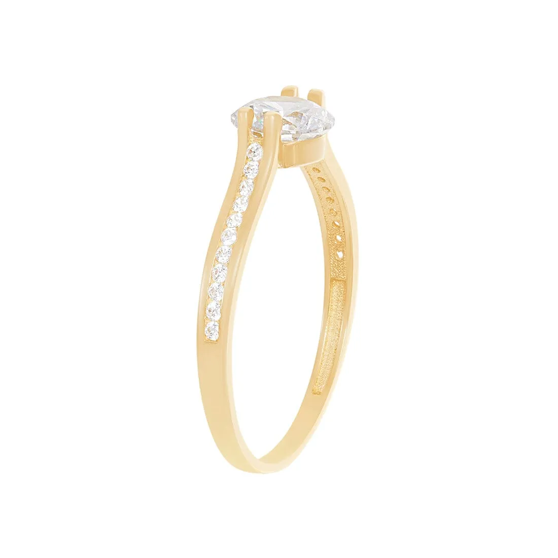 9ct Yellow Gold Cubic Zirconia Centred Shoulder Ring