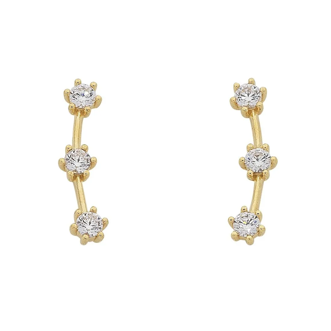 9ct Yellow Gold Silver Infused Cubic Zirconia Ear Climbers