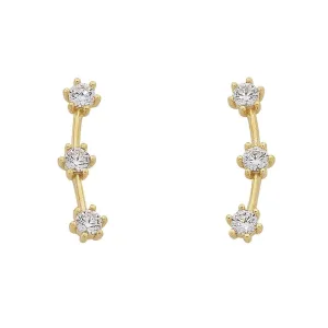 9ct Yellow Gold Silver Infused Cubic Zirconia Ear Climbers