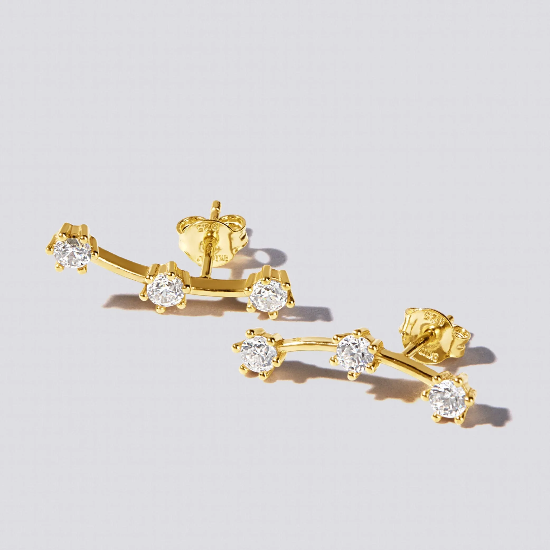 9ct Yellow Gold Silver Infused Cubic Zirconia Ear Climbers