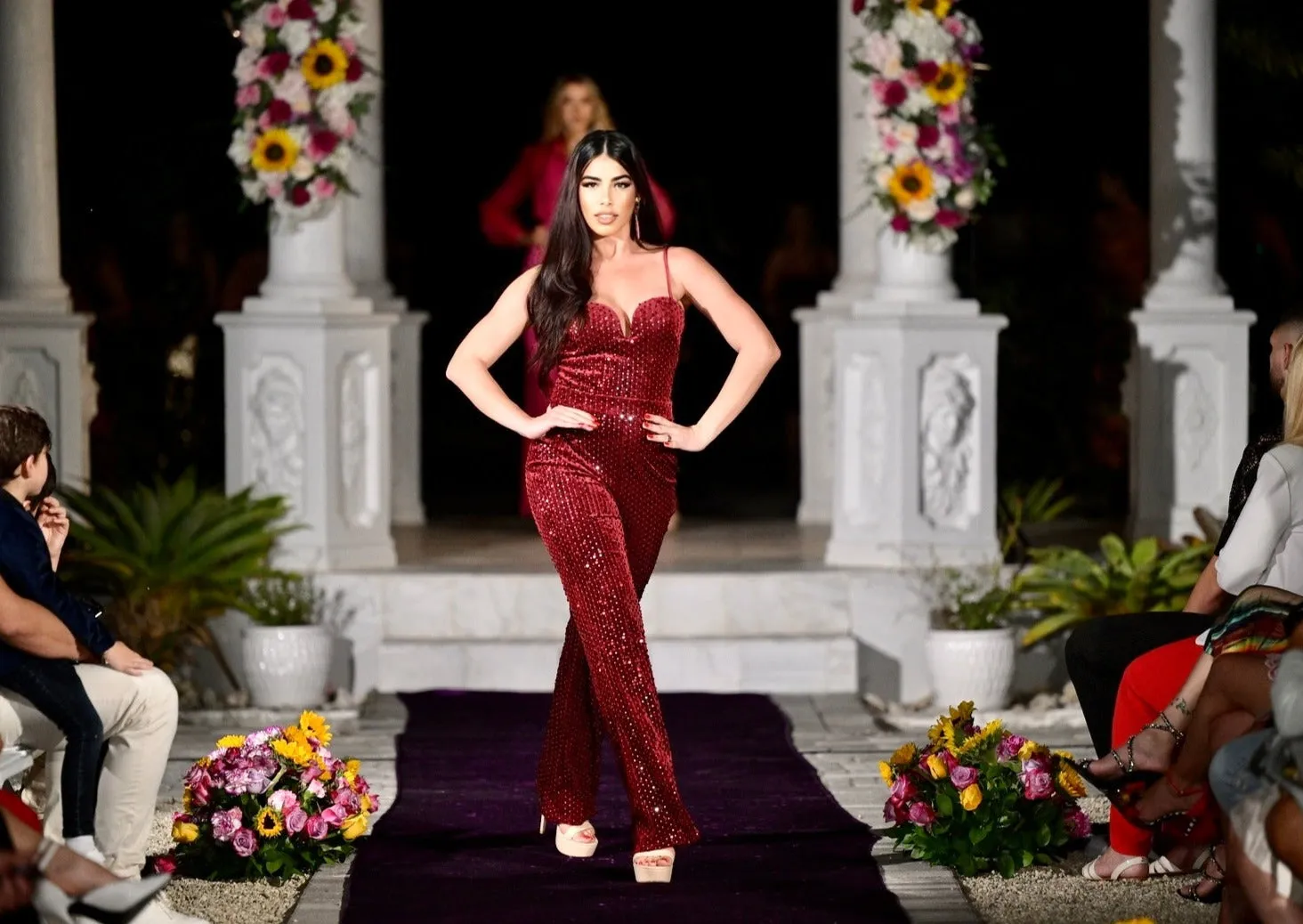 ADELA RED STRAPLESS SEQUIN JUMPSUIT – GLAMOROUS SPARKLING ONE-PIECE FOR SPECIAL OCCASIONS