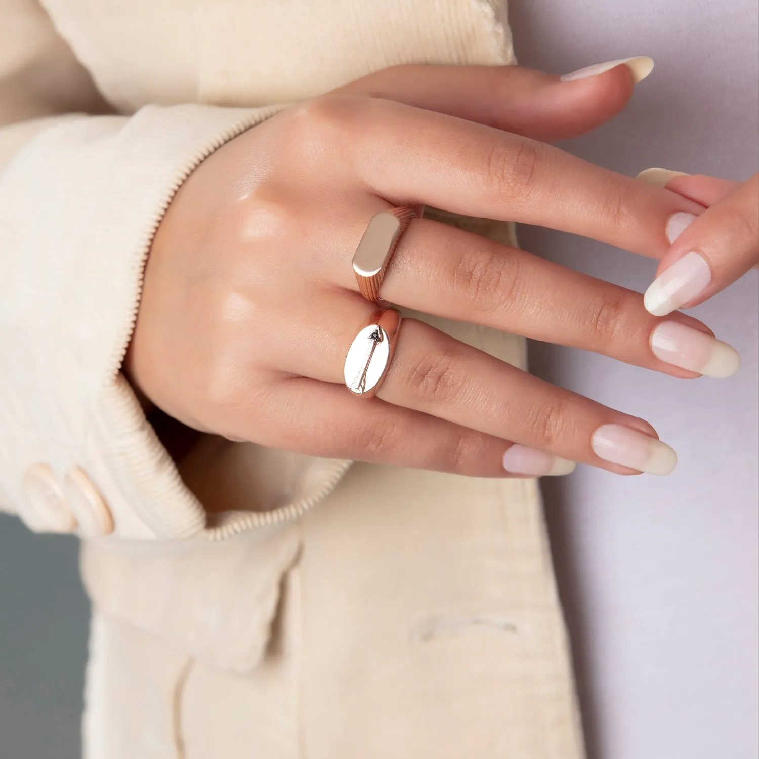 Adjustable Silver Signet Ring for Women Trendy Jewelry