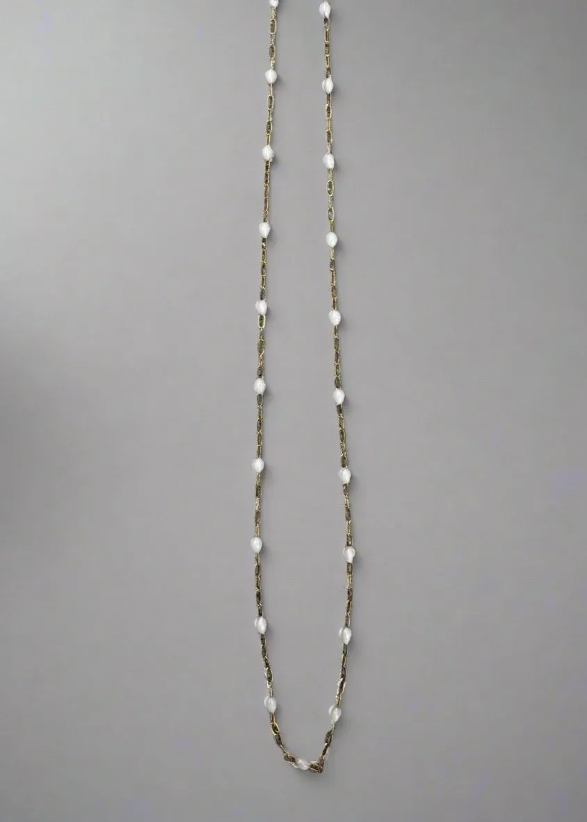 Alexandra Gioia Enamel White Heart Necklace 16"