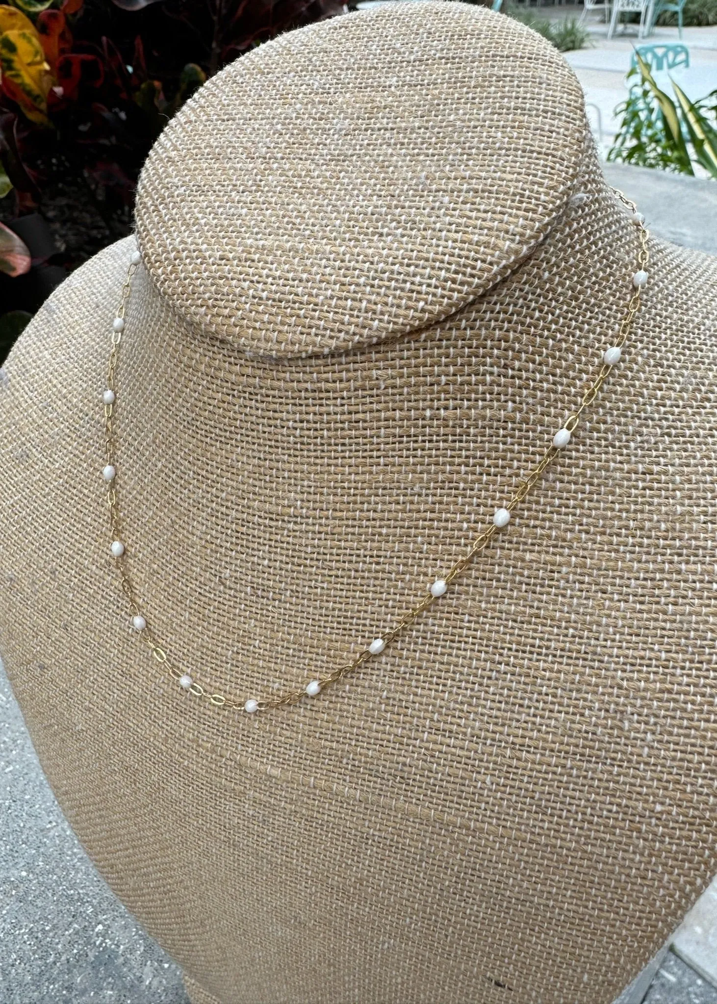 Alexandra Gioia Enamel White Heart Necklace 16"
