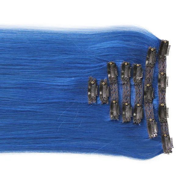 Alluring Blue:  21" Clip In 100% Human Hair Extensions