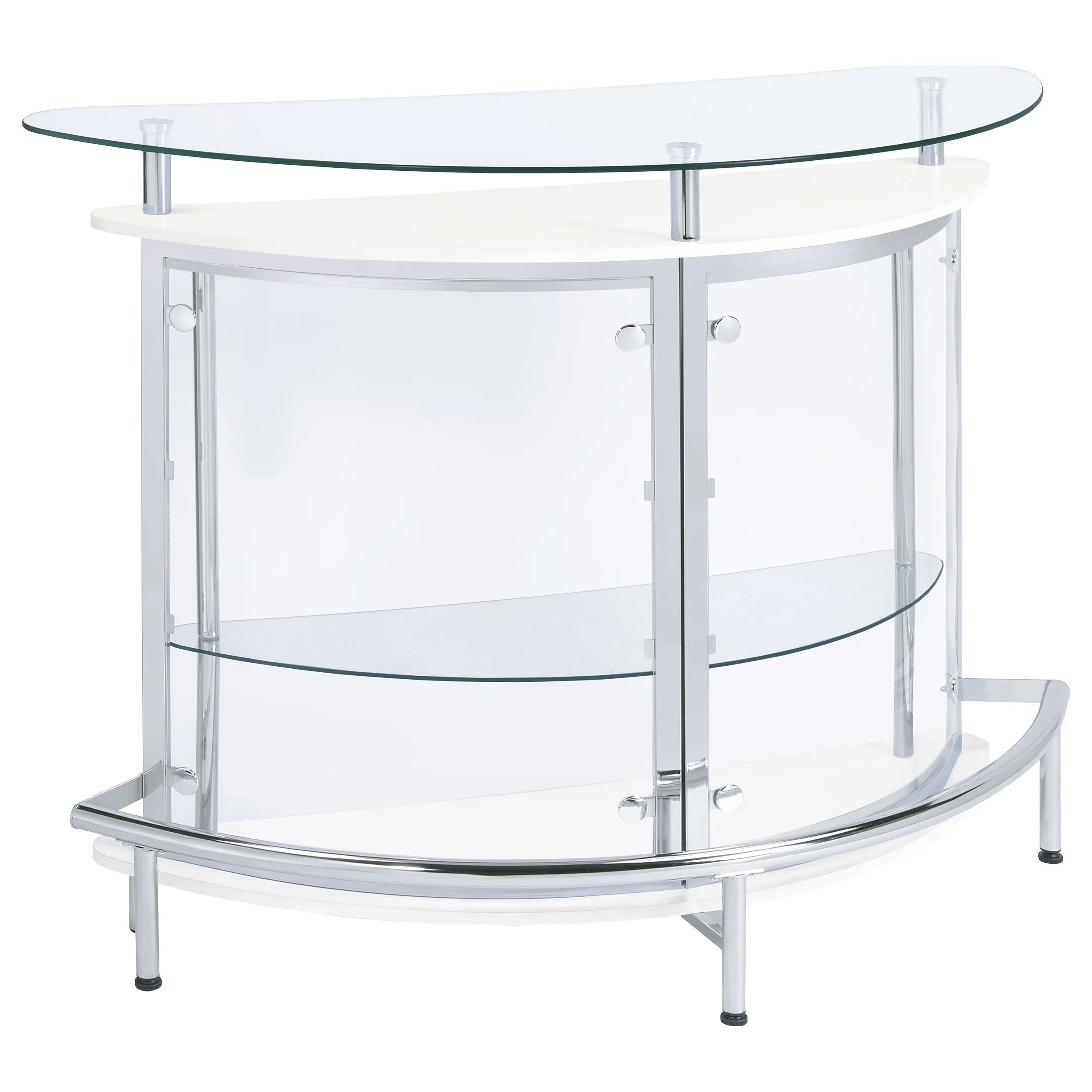 Amarillo Freestanding Glass Top Home Bar Wine Cabinet White