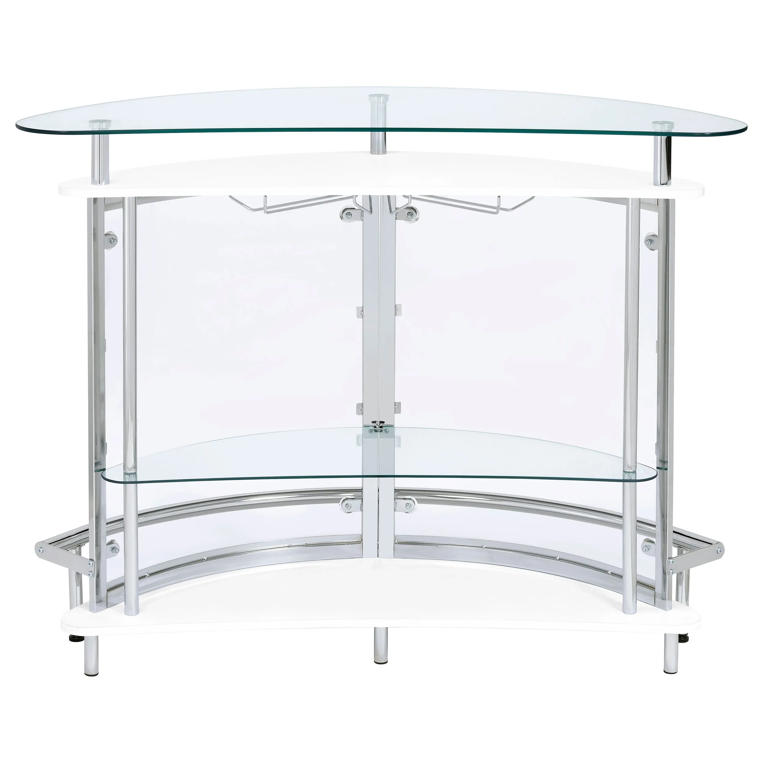 Amarillo Freestanding Glass Top Home Bar Wine Cabinet White