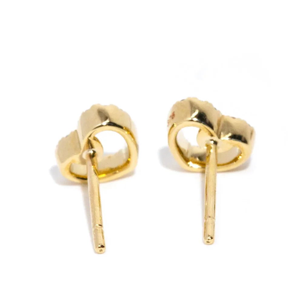 Amor Love Heart Diamond Stud Earrings 9ct Yellow Gold