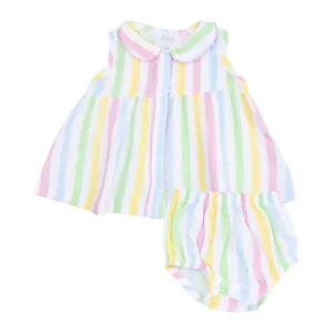 Angel Dear || Ric Rac Stripe The Jill- Peter Pan Button Front Dress