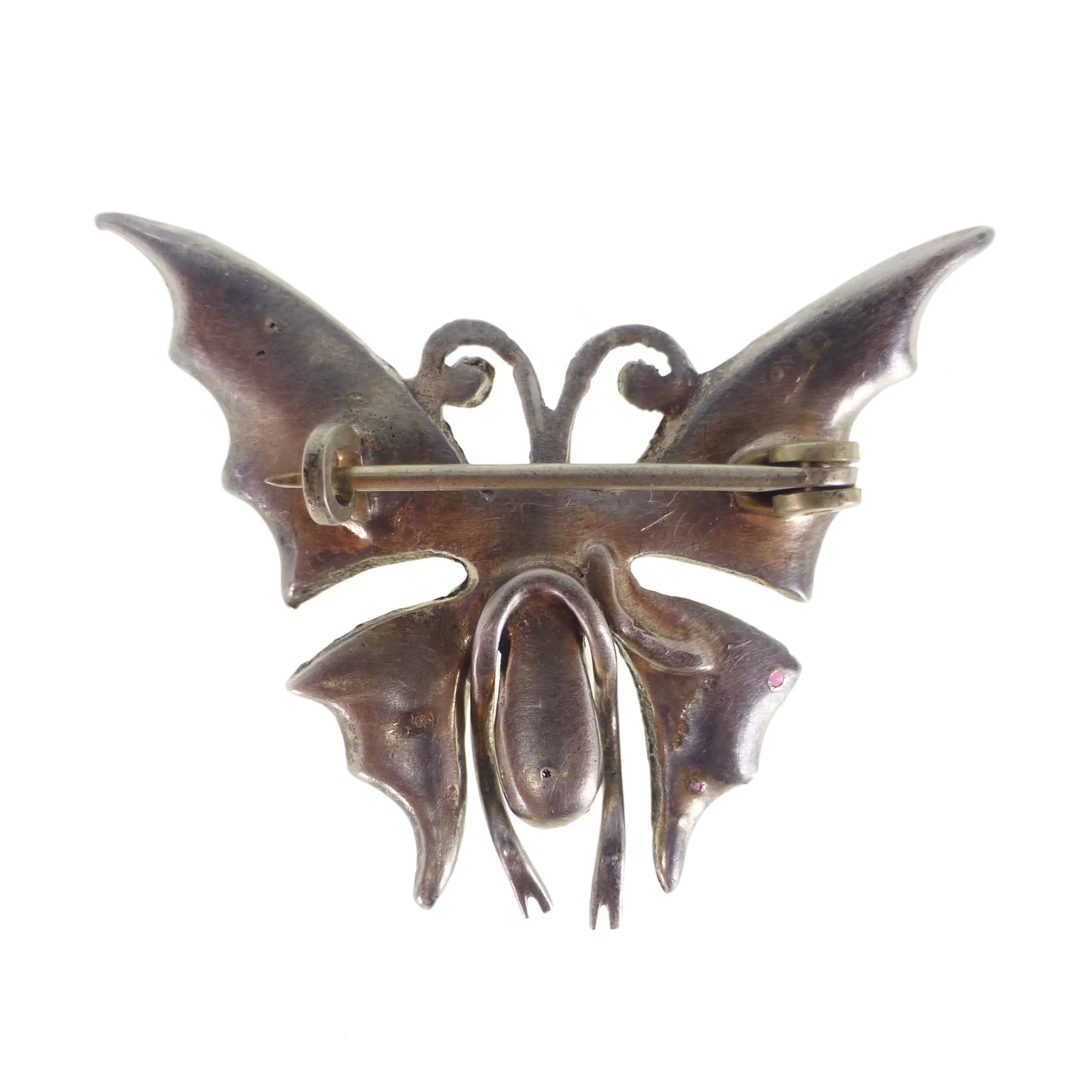 Antique Edwardian Silver Paste Butterfly Brooch