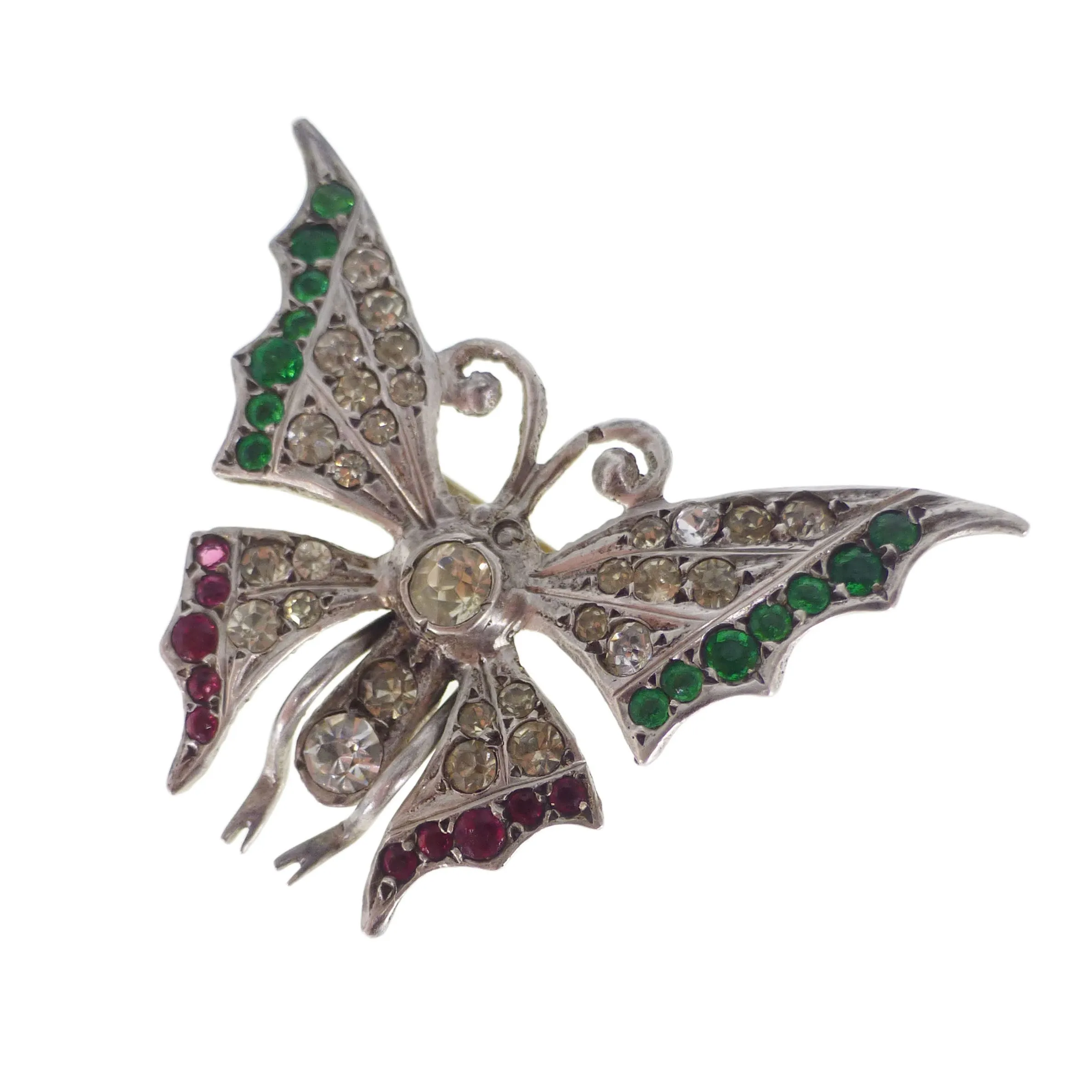 Antique Edwardian Silver Paste Butterfly Brooch