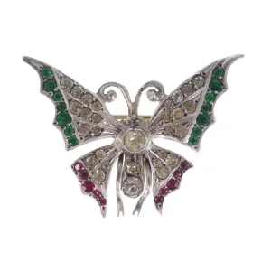 Antique Edwardian Silver Paste Butterfly Brooch