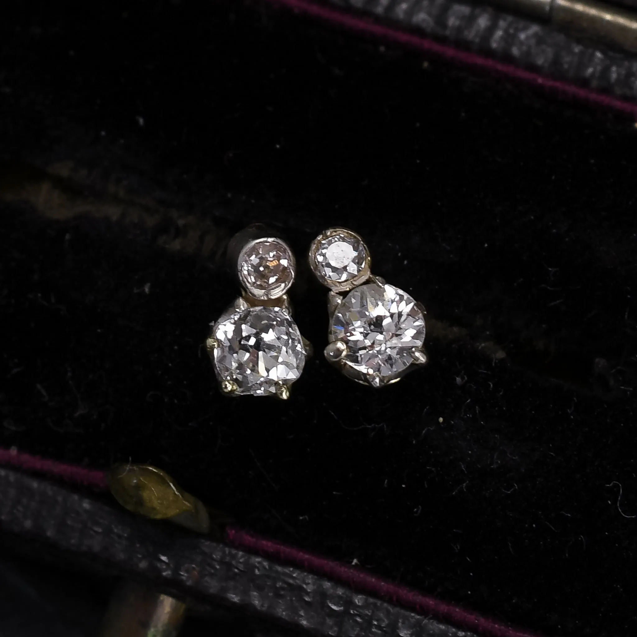 Art Deco Twin Diamond Stud Earrings