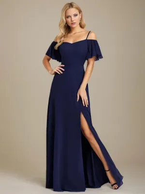 Aurora bridesmaid dress with split in navy s24 Express NZ wide