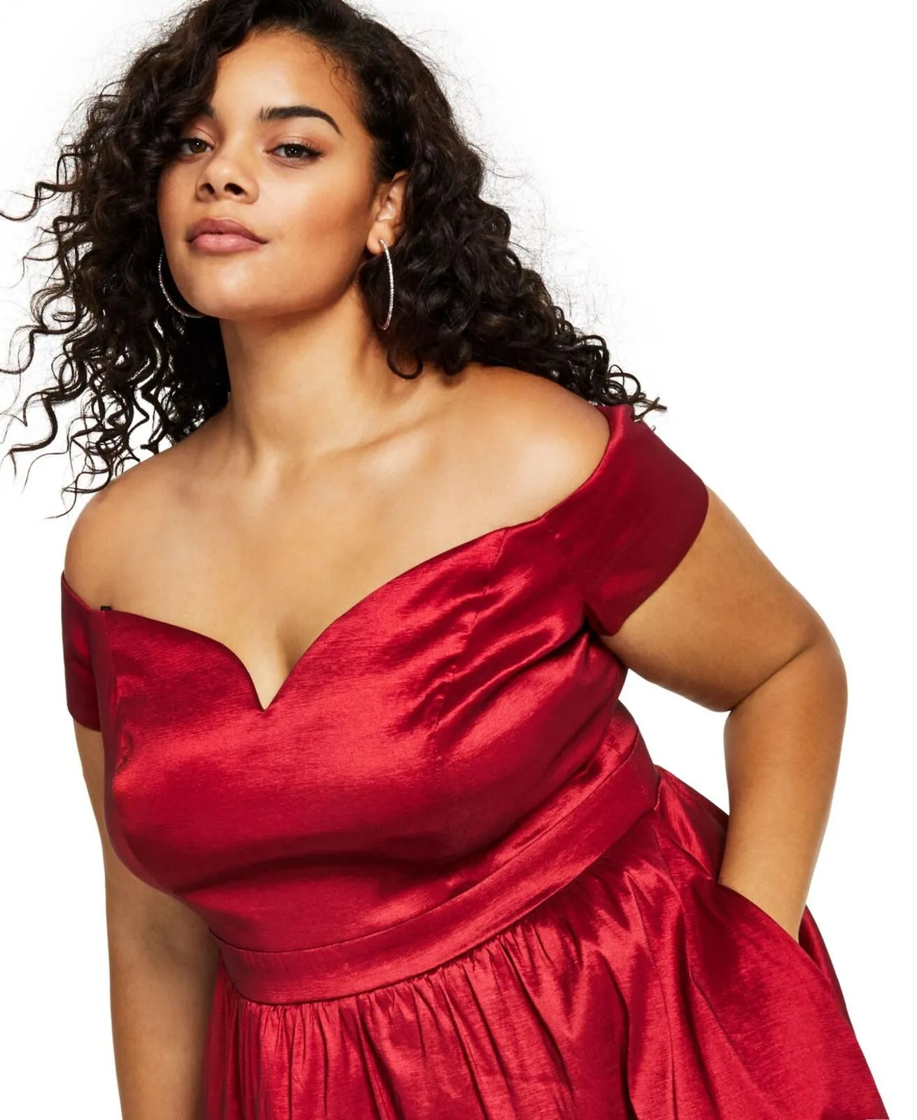 B Darlin Womens Trendy Plus Size Sweetheart-Neck Fit & Flare Dress Ruby Red 18W