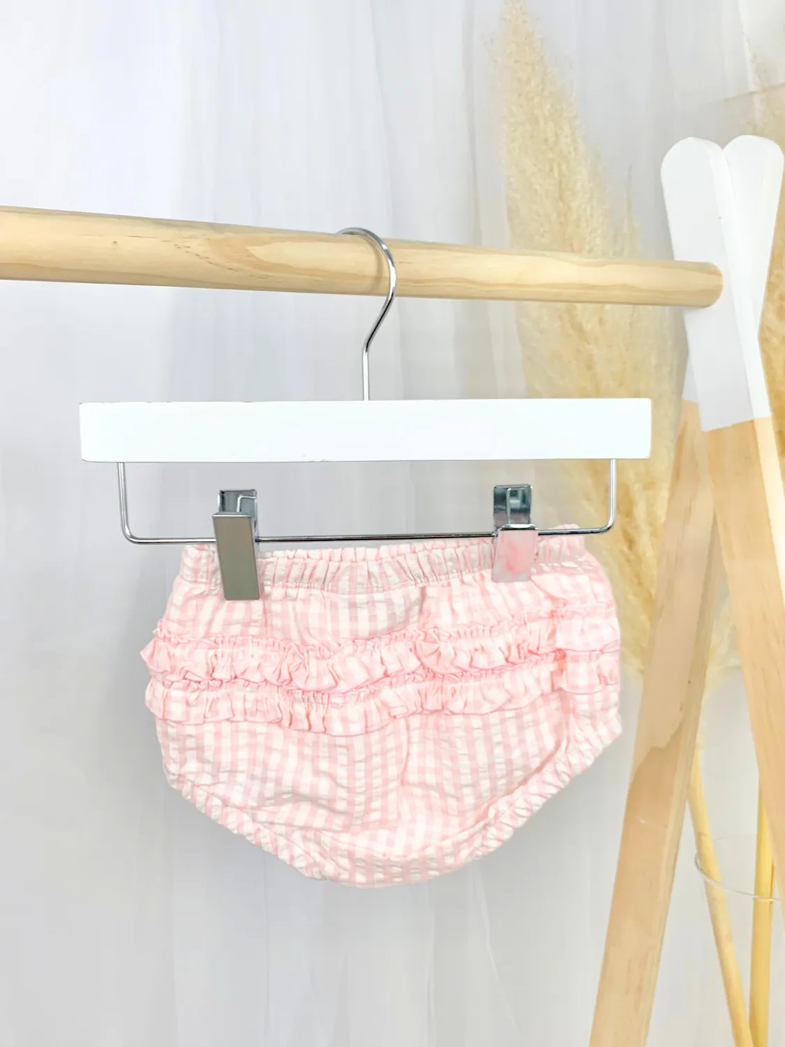Baby Girls Pink Check Bunny Dress