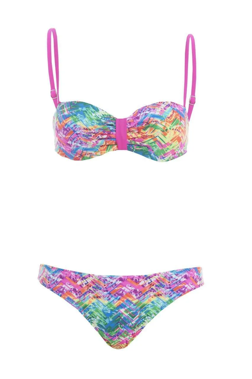 Bandeau Geometric Print Bikini