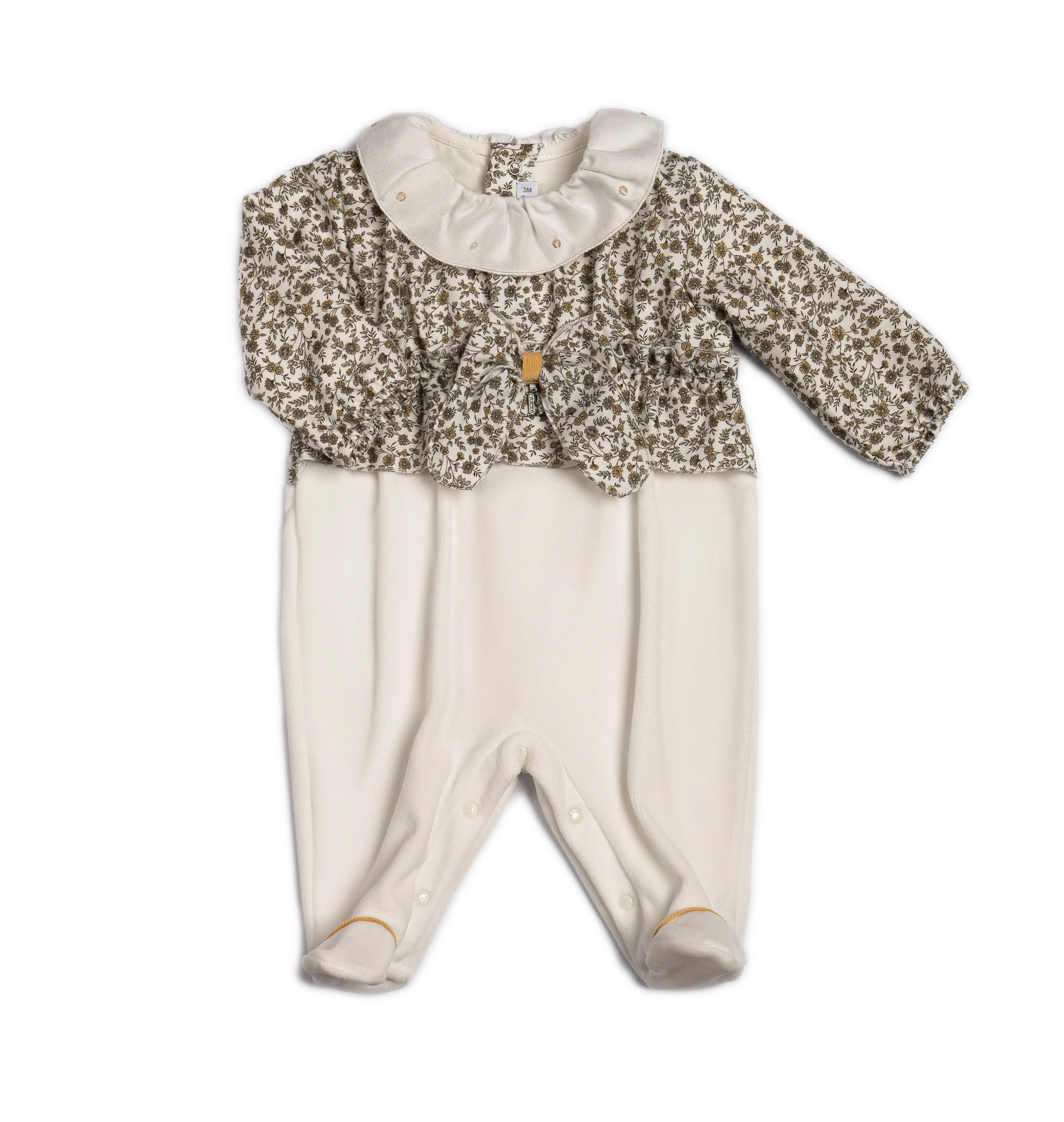 Barcellino Dandelion Babygrow - Ivory/Khaki