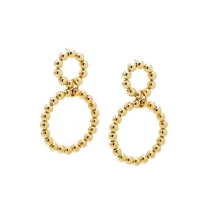 Beaded Double Circle Drop Stud Earring