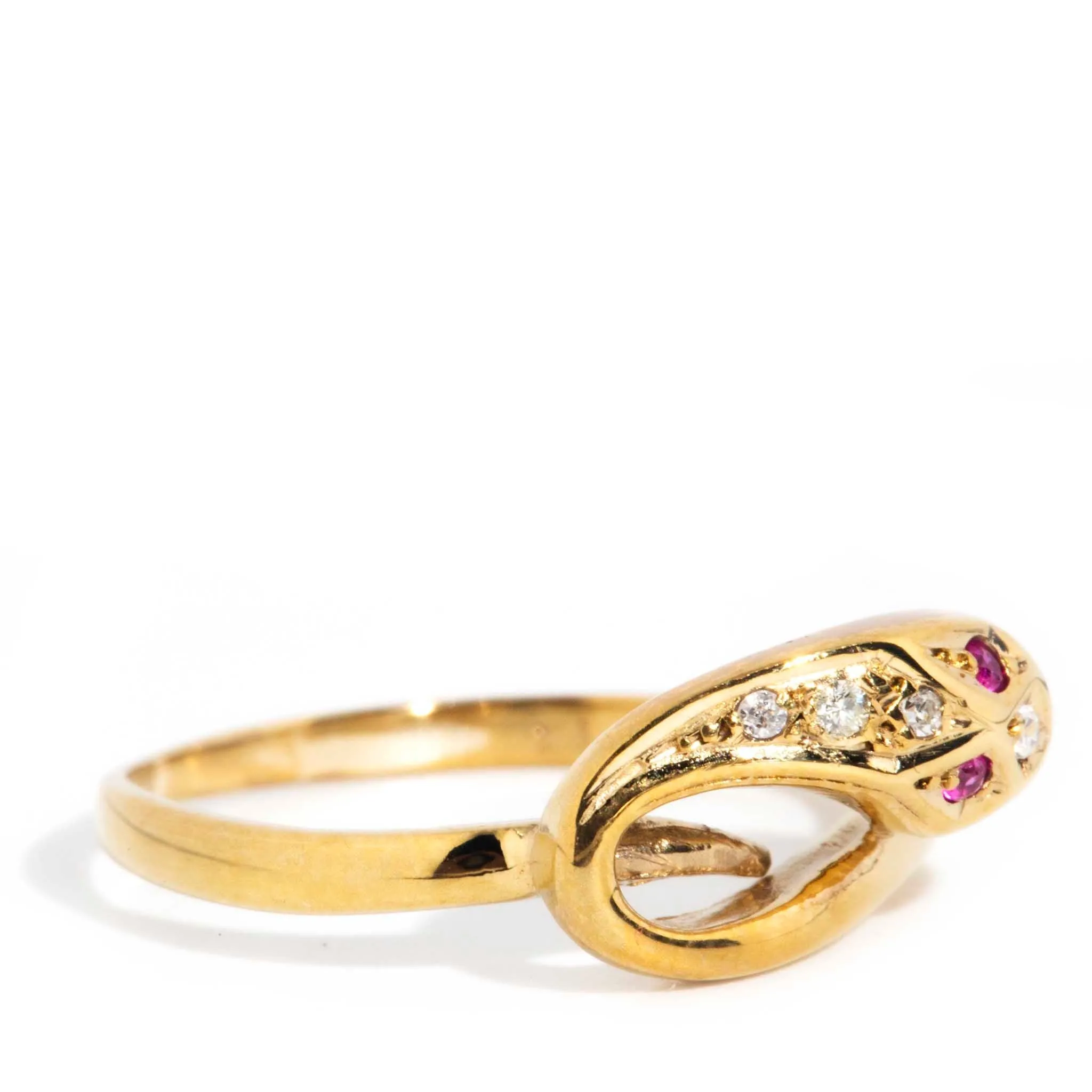 Beatrix Ruby & Diamond Serpent 9ct Gold Ring