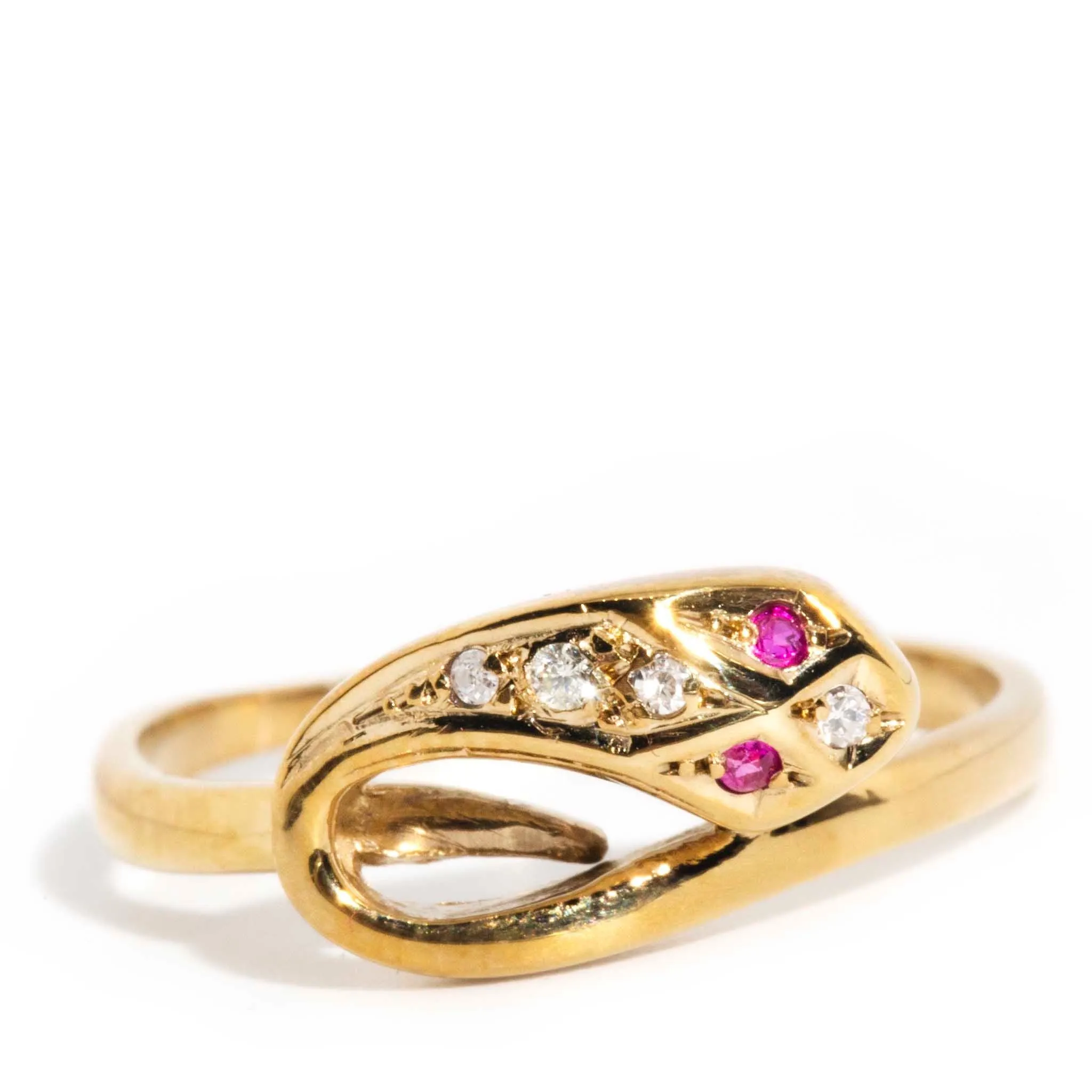 Beatrix Ruby & Diamond Serpent 9ct Gold Ring