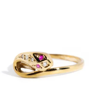 Beatrix Ruby & Diamond Serpent 9ct Gold Ring
